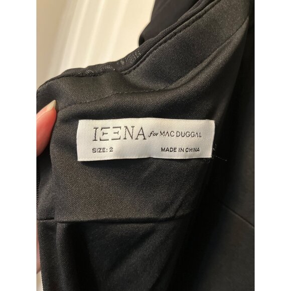 Ieena For Mac Duggal Size 2 Black Long Sleeve Ruched Gown With Draped Bodice - Picture 8 of 8